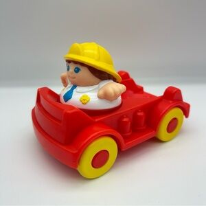 Vintage Weebles Playskool People and Vehicle 1987 Fire Fighter Construction